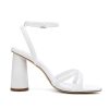Pearl Heels Strappy Bridal Shoes Block Heel Wedding Sandals Open Toe Wedding Shoes for Bride