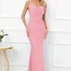 Women Drape Neck Formal Maxi Dresses Lace Backless Cocktail Party Dress Spaghetti Straps Mermaid Evening Gown 221