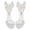 Bow Heels Pearl Wedding Shoes for Bride Low Block Heel Wedding Sandals Open Toe Bridal Shoes