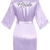 Women's Satin Kimono Robes with Rhinestones Bride Bridesmaid Short Getting Ready Wedding Dressing Gown