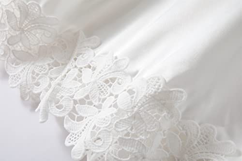 Women Lace Trim Robe Short Kimono Gown Silky Bathrobe for Bride Bridesmaid Nightgown