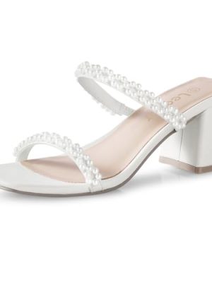 Square Toe Heeled Sandals for Women - Women's Low Block Heels Sandals - 2.25IN Open Toe Ankle Strap Chunky Heels - Slip on
