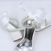 Women's Low Block Heel Sandals Chunky Ankle Strap Pearl Wedding Dress Shoes Low Heel Comfortable Pump Sandals