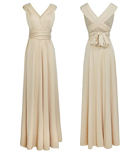 Women's Backless Gown Dress Convertible Multi-Way Wrap Halter Cocktail Dress Bandage Bridesmaid Long Dresses