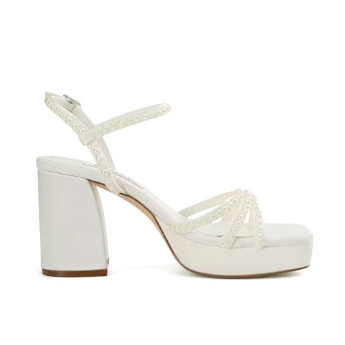 Platform Heels Bridal Shoes Pearl Wedding Shoes for Bride Block Heel Wedding Sandals