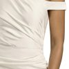 Asymmetrical Off-The-Shoulder Matte Satin Sheath Dress