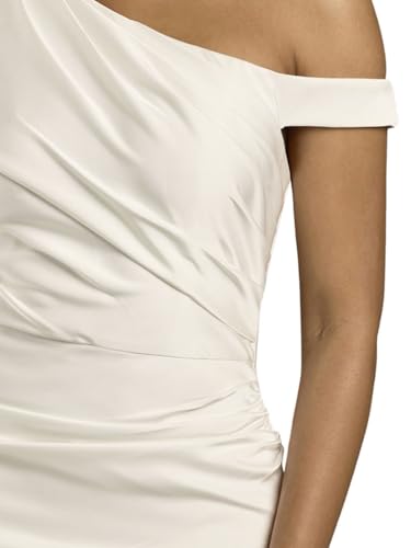 Asymmetrical Off-The-Shoulder Matte Satin Sheath Dress