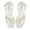 Pearl Wedding Shoes for Bride Block Heel Bridal Shoes Open Toe Wedding Heels Bow Knot Heeled Sandals