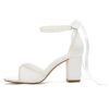 Lace Wedding Shoes for Bride Pearl Heels Bridal Shoes Block Heel Wedding Sandals