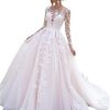 Lace Wedding Dresses for Bride 2024 V Neck Appliques Beaded Boho Bridal Gown