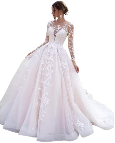 Lace Wedding Dresses for Bride 2024 V Neck Appliques Beaded Boho Bridal Gown