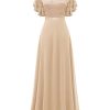 Womens Formal Dresses for Wedding Guest Bridesmaid Long Prom Empire Waist Lace Dress Evening Gown 2025