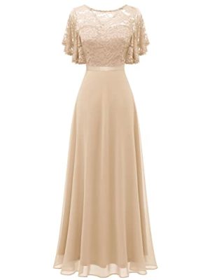 Womens Formal Dresses for Wedding Guest Bridesmaid Long Prom Empire Waist Lace Dress Evening Gown 2025