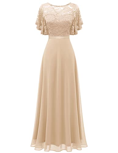 Womens Formal Dresses for Wedding Guest Bridesmaid Long Prom Empire Waist Lace Dress Evening Gown 2025