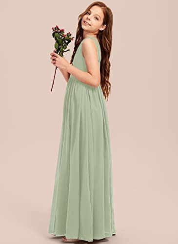 A-line One Shoulder Floor-Length Chiffon Junior Bridesmaid Dress for Wedding Teen Girls Party Gowns