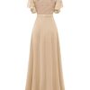 Womens Formal Dresses for Wedding Guest Bridesmaid Long Prom Empire Waist Lace Dress Evening Gown 2025