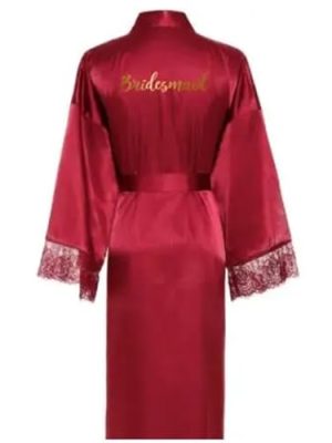 Women Long Robe Satin Robe Bridal Robe Bridesmaid Robes Lace Robe Wedding Robe Sleepwear Bathrobe Dressing Long Gowns