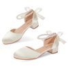Girls Dress Shoes High Heels Sandals Decorative Pearls Ankle Strap Flower Girl Little Big Kid Mary Jane Wedding Party Communion
