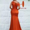 Satin One Shoulder Bridesmaid Dresses for Women Long Corset Prom Dress Mermaid Formal Evening Gown BD709