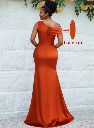 Satin One Shoulder Bridesmaid Dresses for Women Long Corset Prom Dress Mermaid Formal Evening Gown BD709