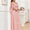 Ruffle Sleeve Chiffon Bridesmaid Dresses for Women Cold Shoulder Formal Dress for Wedding 2025 V Neck Evening Gowns