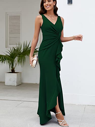 Formal Evening Dresses for Women Elegant Evening Party Prom Dress Long Sexy V Neck Sleeveless Split Wrap