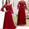 Women's Formal Dresses 2025 Wedding Guest Dress Bell Sleeve Bridesmaid Dresses Maxi Evening Dress