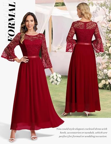 Women's Formal Dresses 2025 Wedding Guest Dress Bell Sleeve Bridesmaid Dresses Maxi Evening Dress