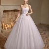 Women's Sweetheart Applique Beaded Corset Bridal Shiny Tull Wedding Dresses for Bride
