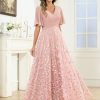 Sequin Mother of The Bride Dresses Chiffon V Neck Wedding Guest Dress with Short Sleeves