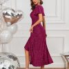 Women Sequin Formal Party Dress Flutter Short Sleeve Wedding Cocktail Long Evening Dress