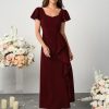 Womens Long Semi Formal Cocktail Dresses Square Neck Split Elegant Evening Party Gowns Ruffle Wedding Guest Dress