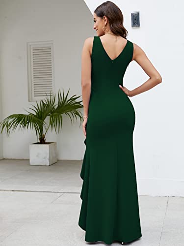 Formal Evening Dresses for Women Elegant Evening Party Prom Dress Long Sexy V Neck Sleeveless Split Wrap