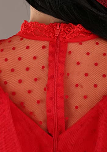 Women's Deluxe Bridal Gown Halloween Outfit, Adult Red Wedding Dress Costume
