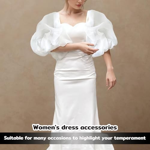 Detachable Tulle Sleeves for Wedding Dresses, Lantern Sleeve Bridal Dress Arm Cover Accessory for Women’s Gowns