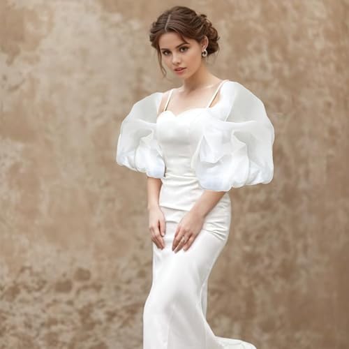 Detachable Tulle Sleeves for Wedding Dresses, Lantern Sleeve Bridal Dress Arm Cover Accessory for Women’s Gowns