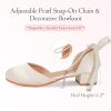 Girls Dress Shoes High Heels Sandals Decorative Pearls Ankle Strap Flower Girl Little Big Kid Mary Jane Wedding Party Communion