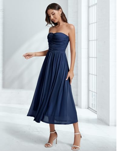 Women's Cocktail Dress, Strapless Tube Top Long Maxi Summer Formal Mesh Dresses 2025