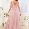 Chiffon Bridesmaid Dresses for Women Long V Neck Formal Evening Dresses with Slit