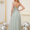 Women's Spaghetti Straps Bridesmaid Dresses Long Simple Chiffon Evening Formal Dress with Slits Pleated A Line Cocktail Gown