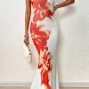 Womens Summer Dresses 2025 Elegant Spaghetti Straps Evening Gown Floral Print Bodycon Maxi Mesh Sundress