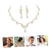 1set Elegant Bridal Jewelry Waterdrop Necklace Earrings for Wedding Dress Accessories Beautiful Zirconia Design Ear for Brides