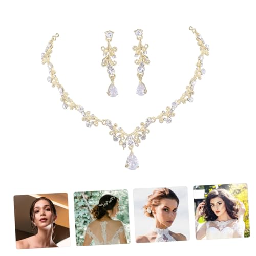 1set Elegant Bridal Jewelry Waterdrop Necklace Earrings for Wedding Dress Accessories Beautiful Zirconia Design Ear for Brides