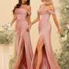 Elegant Off The Shoulder Satin Bridesmaid Dress Long Mermaid Corset Prom Dress for Women Formal Gown CY089