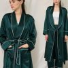Women's and Men's Silk Satin Long Robes Silky Lightweight Sleepwears Dressing Gown