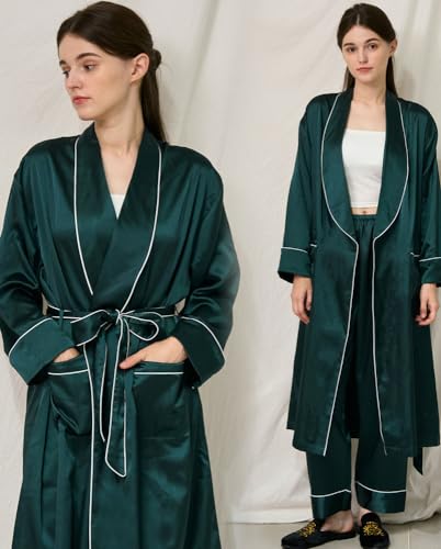 Women's and Men's Silk Satin Long Robes Silky Lightweight Sleepwears Dressing Gown