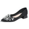 Women's Chunky Heel Comfortable Work Shoes Rhinestones Pearl Dress Wedding Pumps for Women - 1.18Inches Height