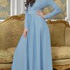 Womens Long Sleeve Flowy Empire Waist Fall Winter Party Gown