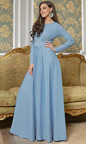 Womens Long Sleeve Flowy Empire Waist Fall Winter Party Gown