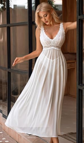 Women Lingerie Lace Babydoll Nightdress Mesh Chemise V Neck Sleepwear